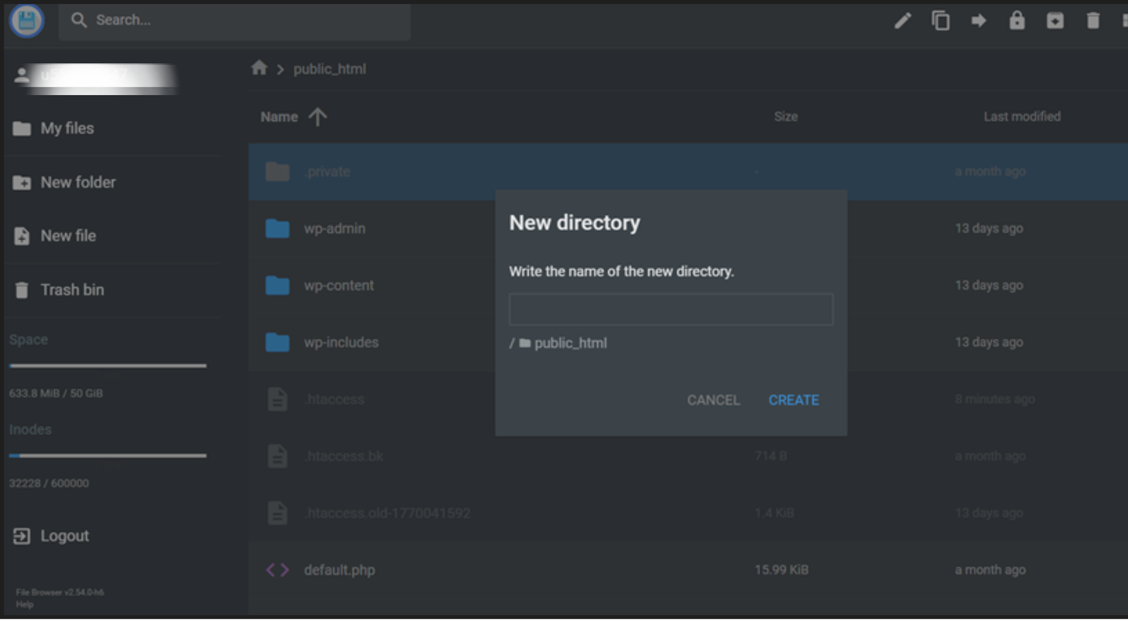 How to create new folder in file manager of hostinger 