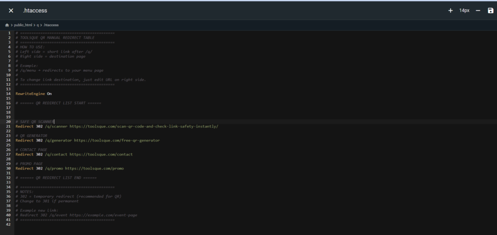 .htacess file edit for redirect purpose.