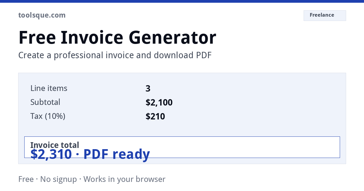 Free Invoice Generator – interactive tool from Toolsque