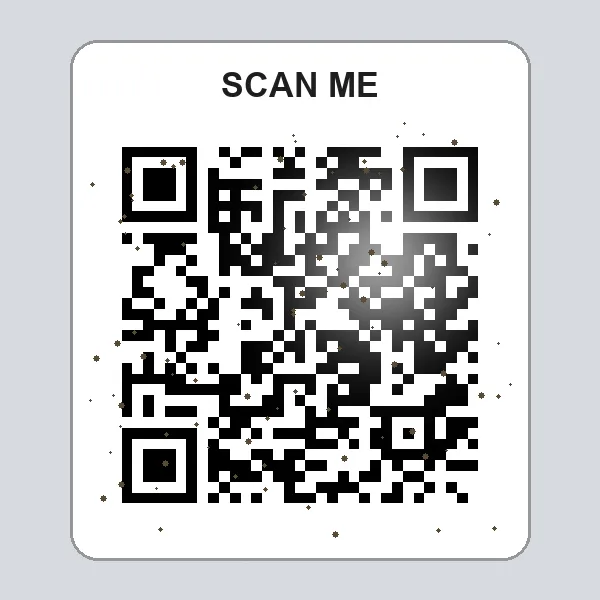 Dirty QR code sticker with glare