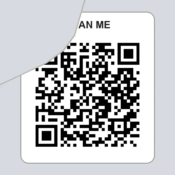 QR code sticker with a torn corner through the finder pattern