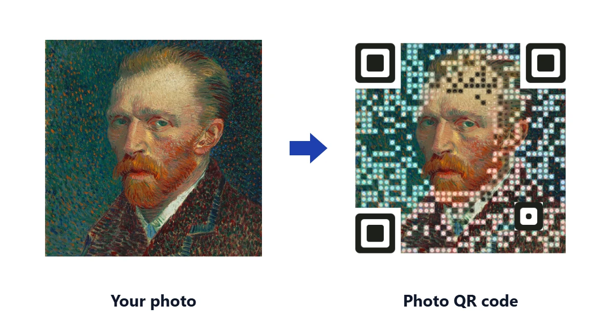 A Van Gogh self portrait turned into a QR code with the picture inside