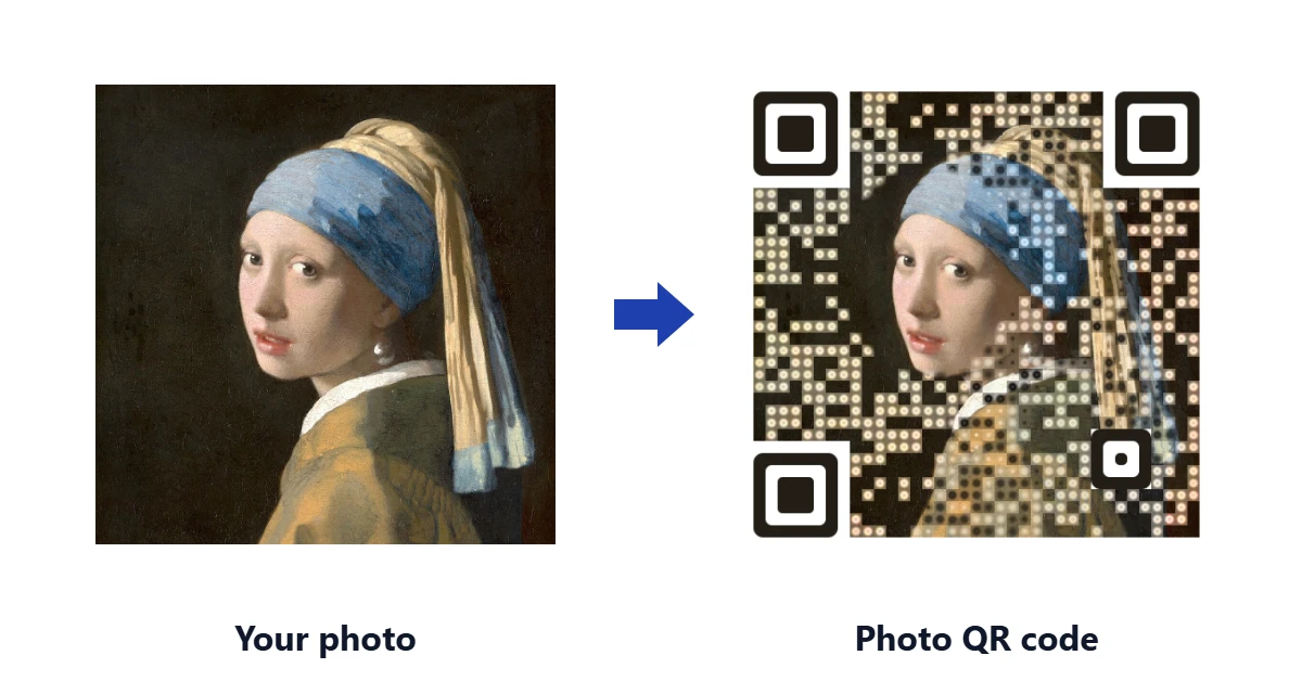 Before and after: a Vermeer painting turned into a photo QR code