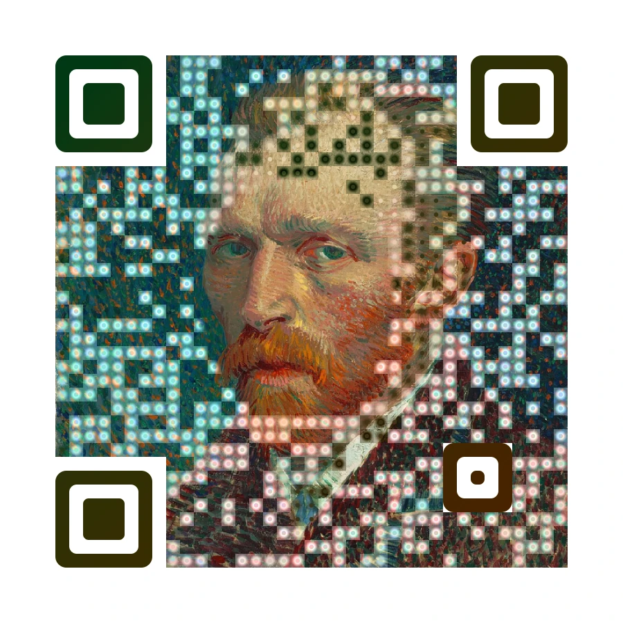 Artistic QR code with a gradient, Van Gogh self portrait