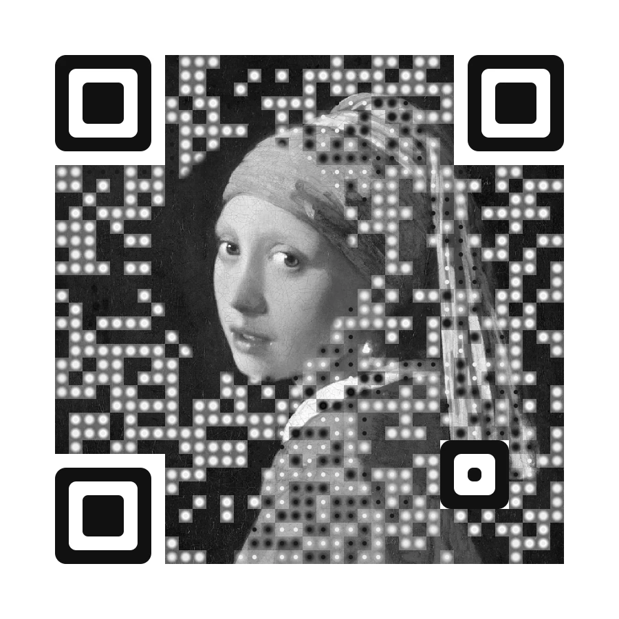 Black and white photo QR code in the greyscale look