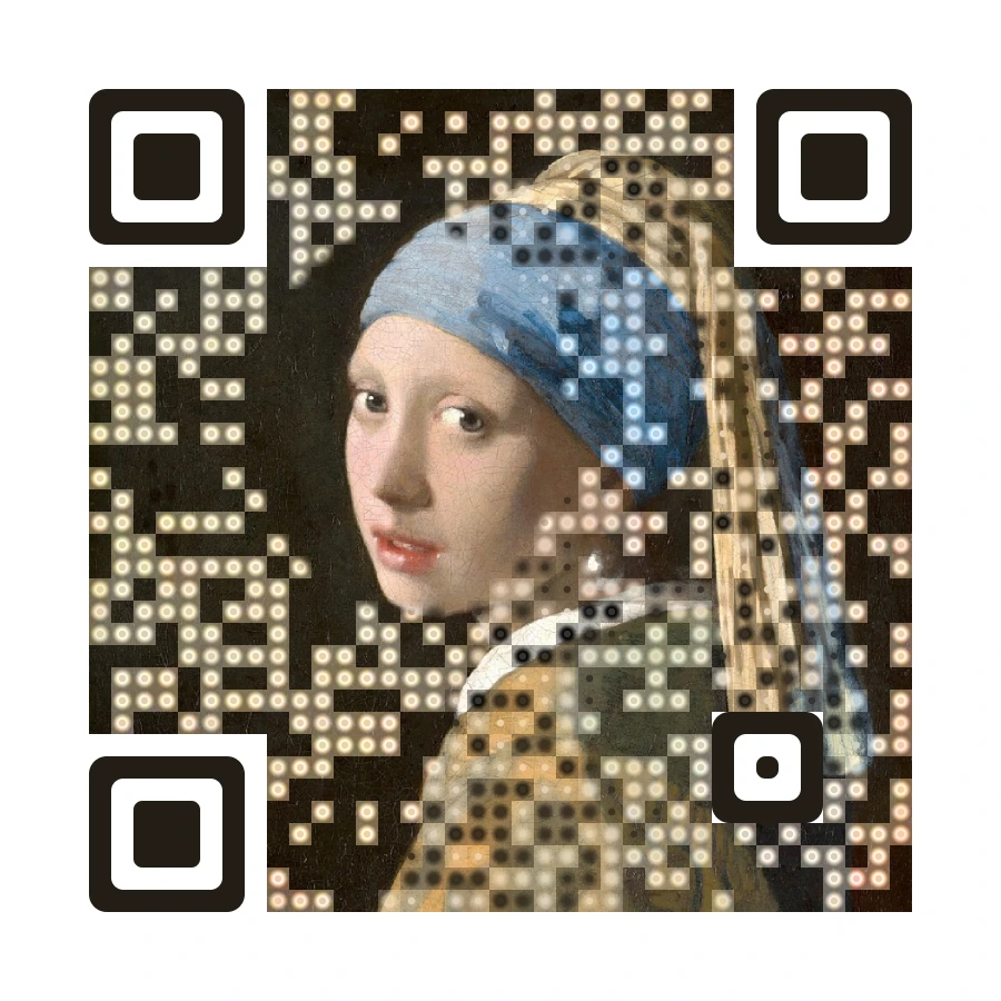 Photo QR code made from a Vermeer painting, loading the photo QR code generator