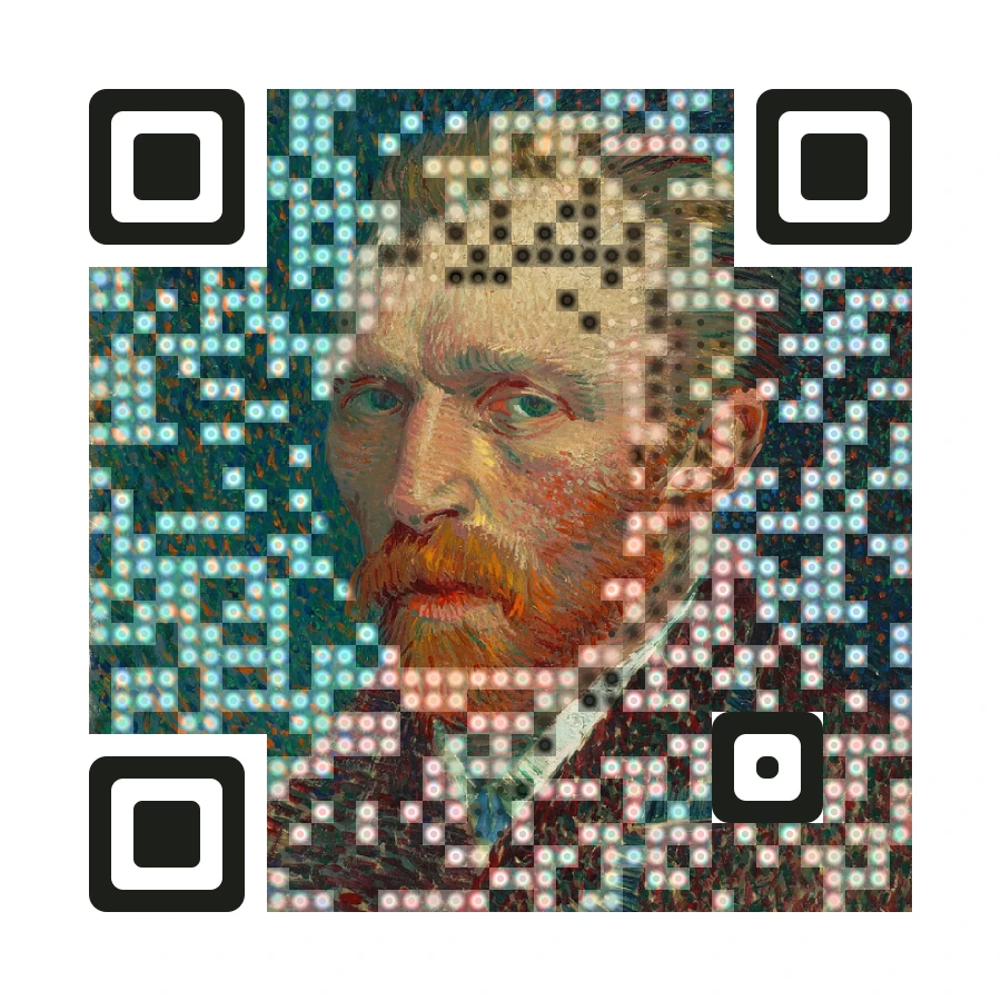 Portrait QR code made from a Van Gogh self portrait